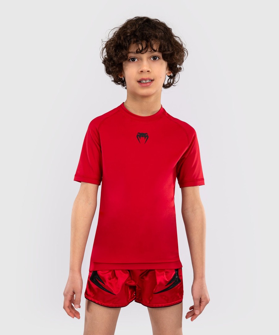venum contender kids rashguards short sleeves - cherry red