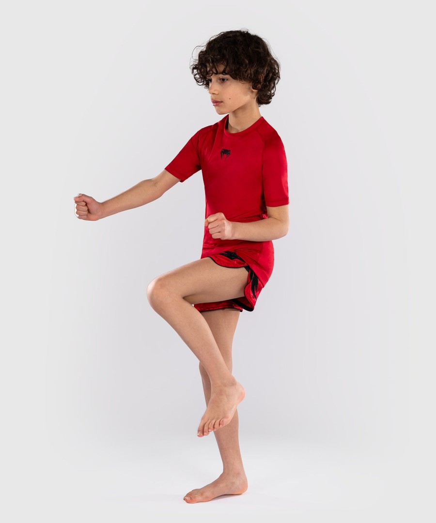 venum contender kids rashguards short sleeves - cherry red