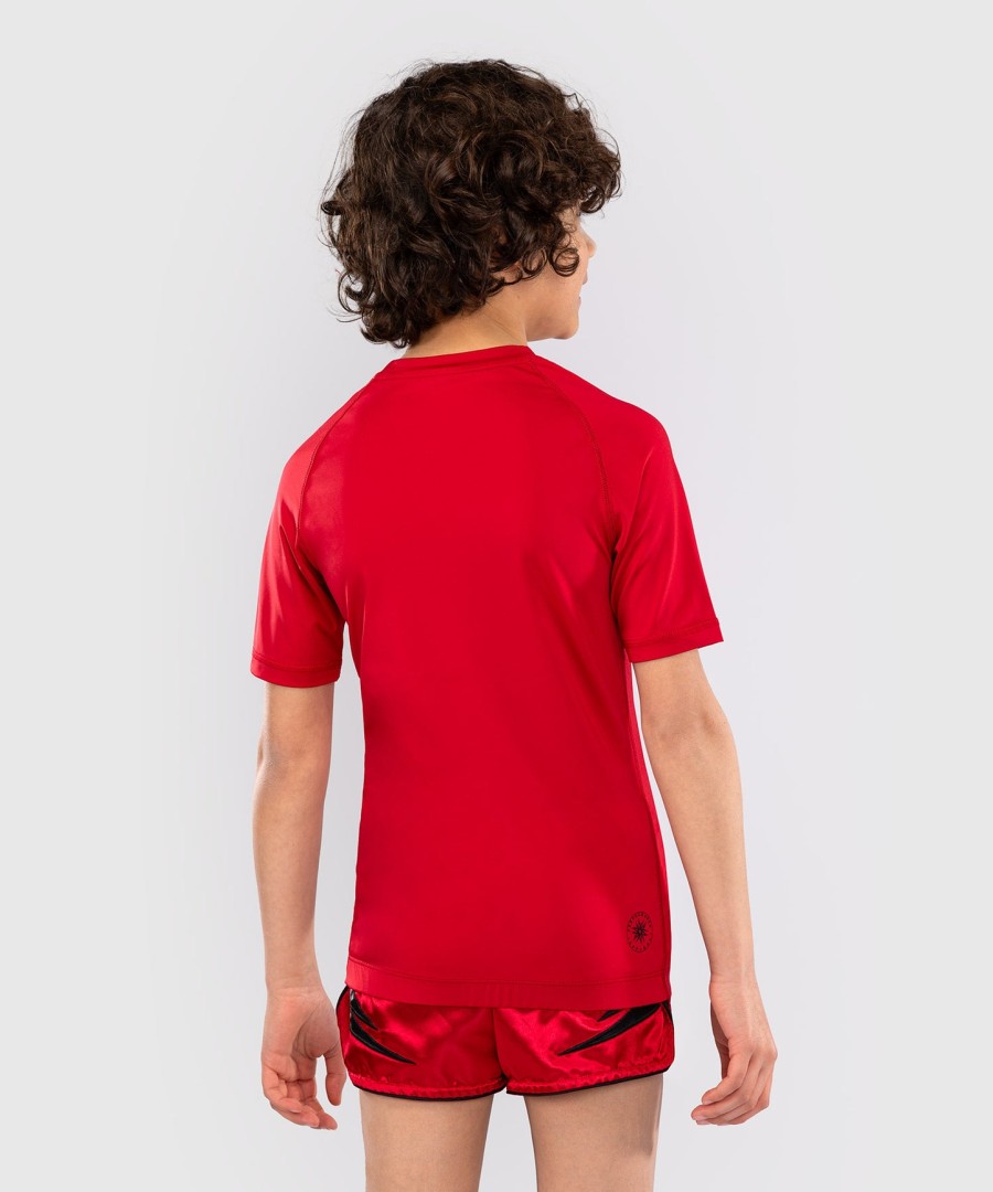 venum contender kids rashguards short sleeves - cherry red
