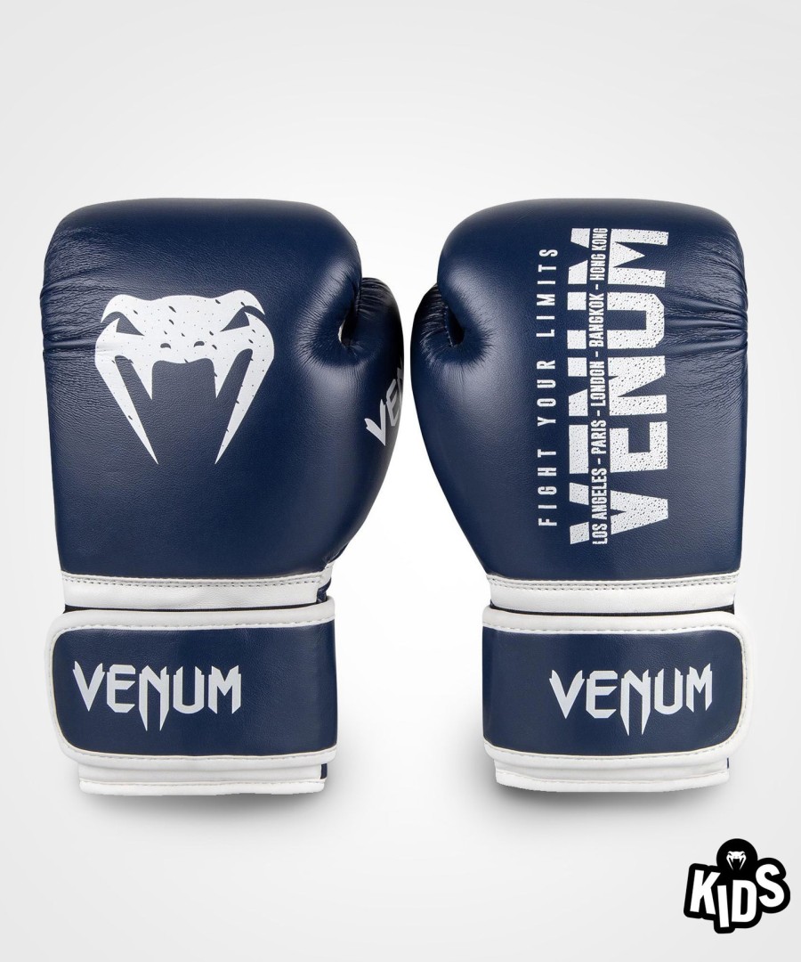 venum signature kids boxing gloves - navy blue