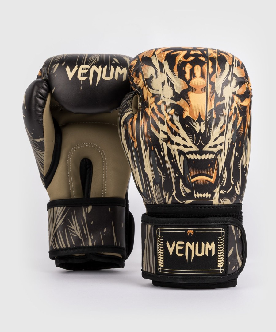 venum tiger kids boxing gloves - blackneon orange