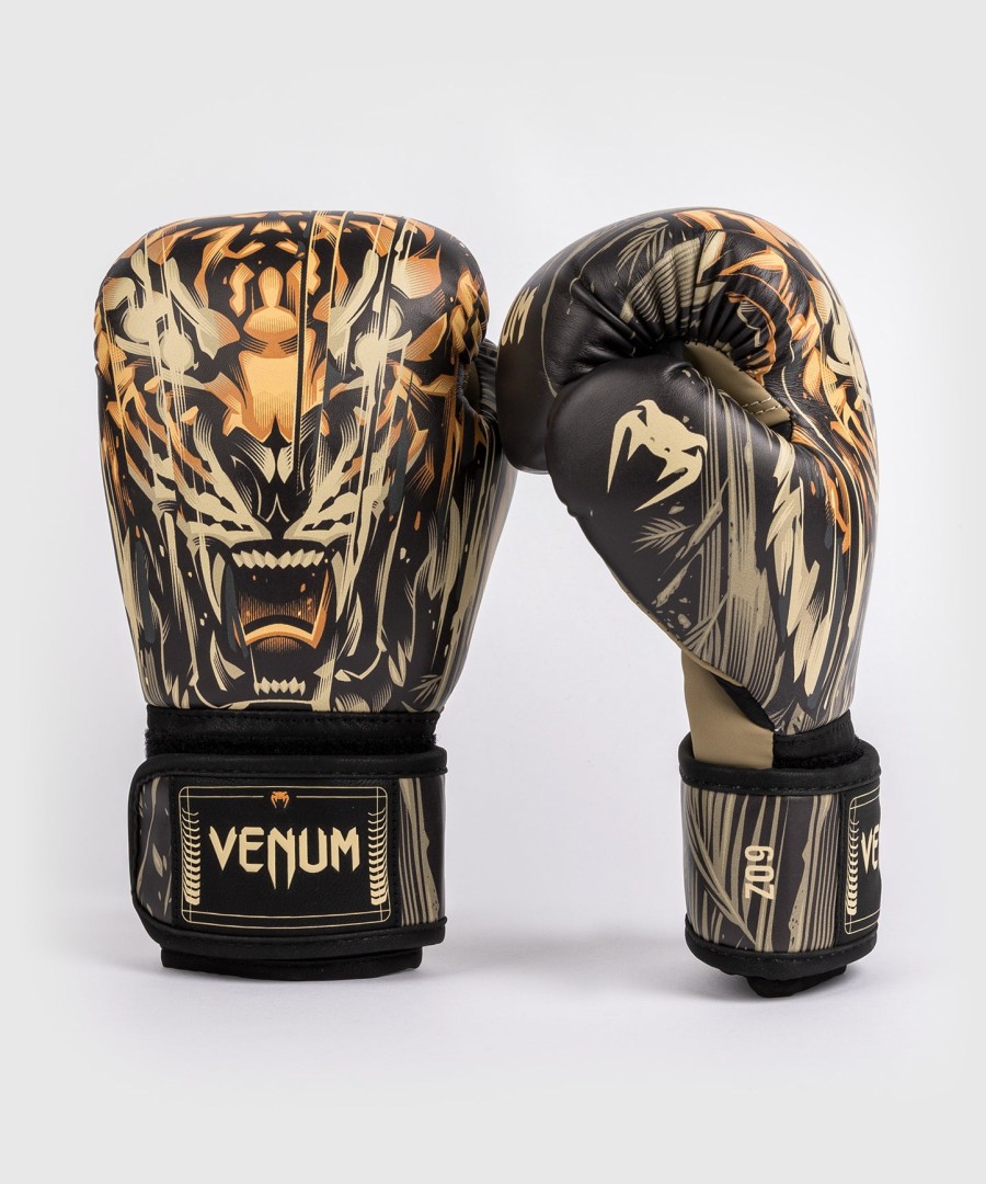 venum tiger kids boxing gloves - blackneon orange
