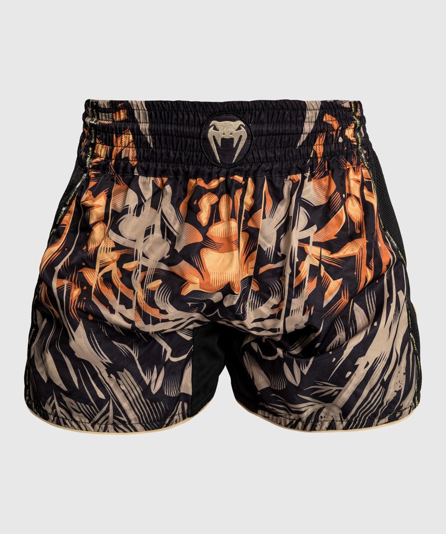 venum tiger muay thai shorts - blackneon orange