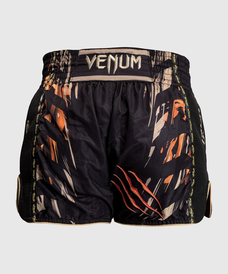 venum tiger muay thai shorts - blackneon orange