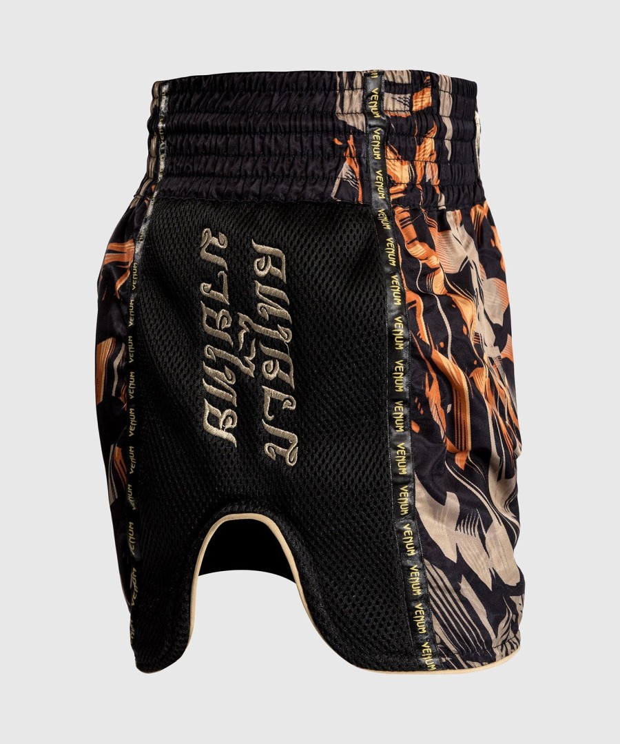 venum tiger muay thai shorts - blackneon orange