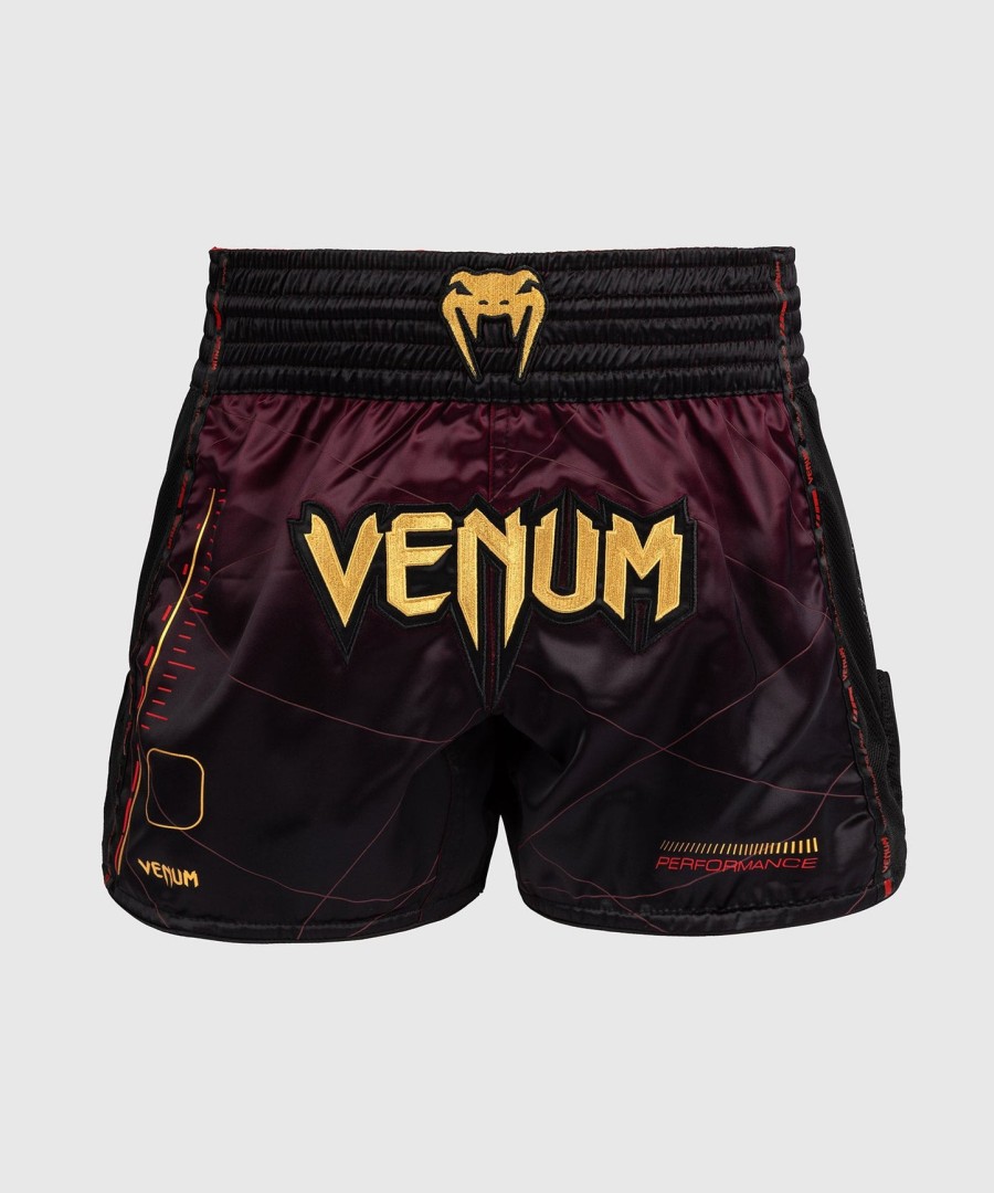 venum tactical xt muay thai shorts - blackburgundygold
