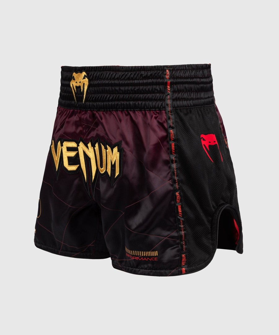 venum tactical xt muay thai shorts - blackburgundygold