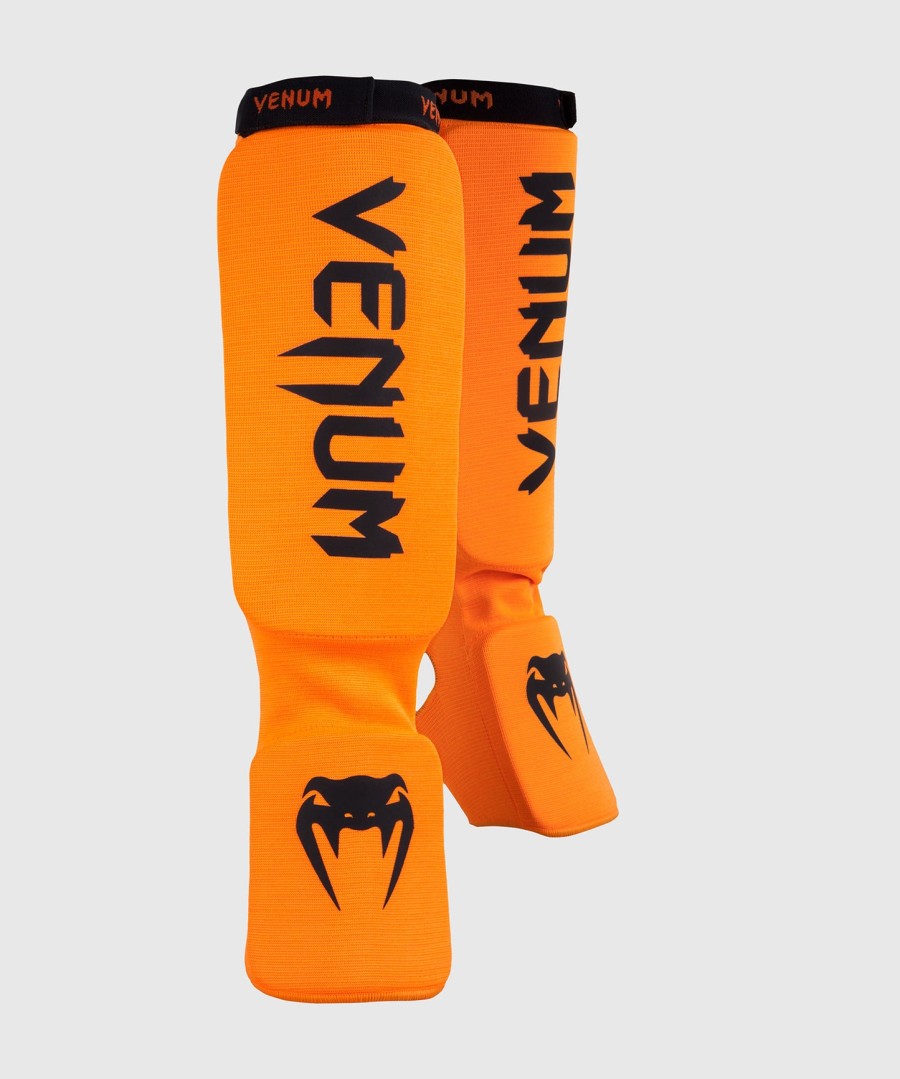 venum kontact shin guards - neo orange