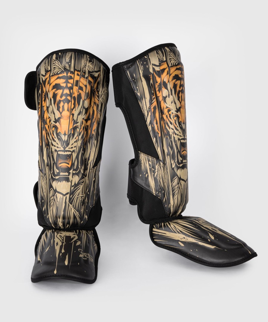 venum tiger shin guards - blackneon orange