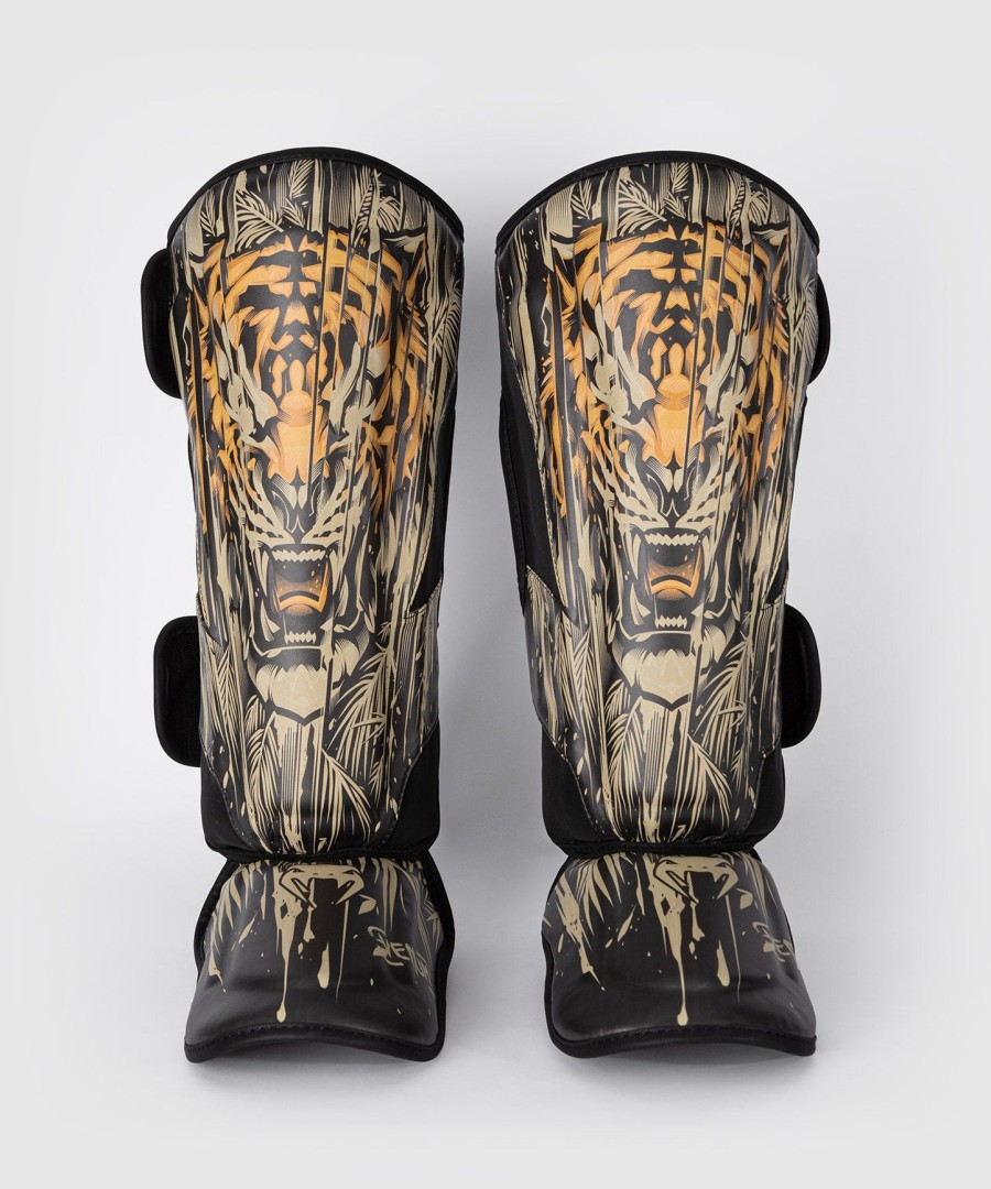 venum tiger shin guards - blackneon orange