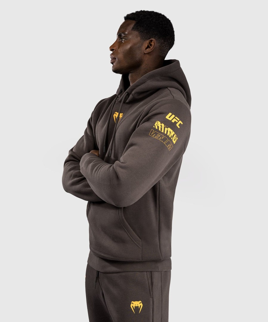 ufc fusion by venum fight week men pullover hoodie - solid earthen brown