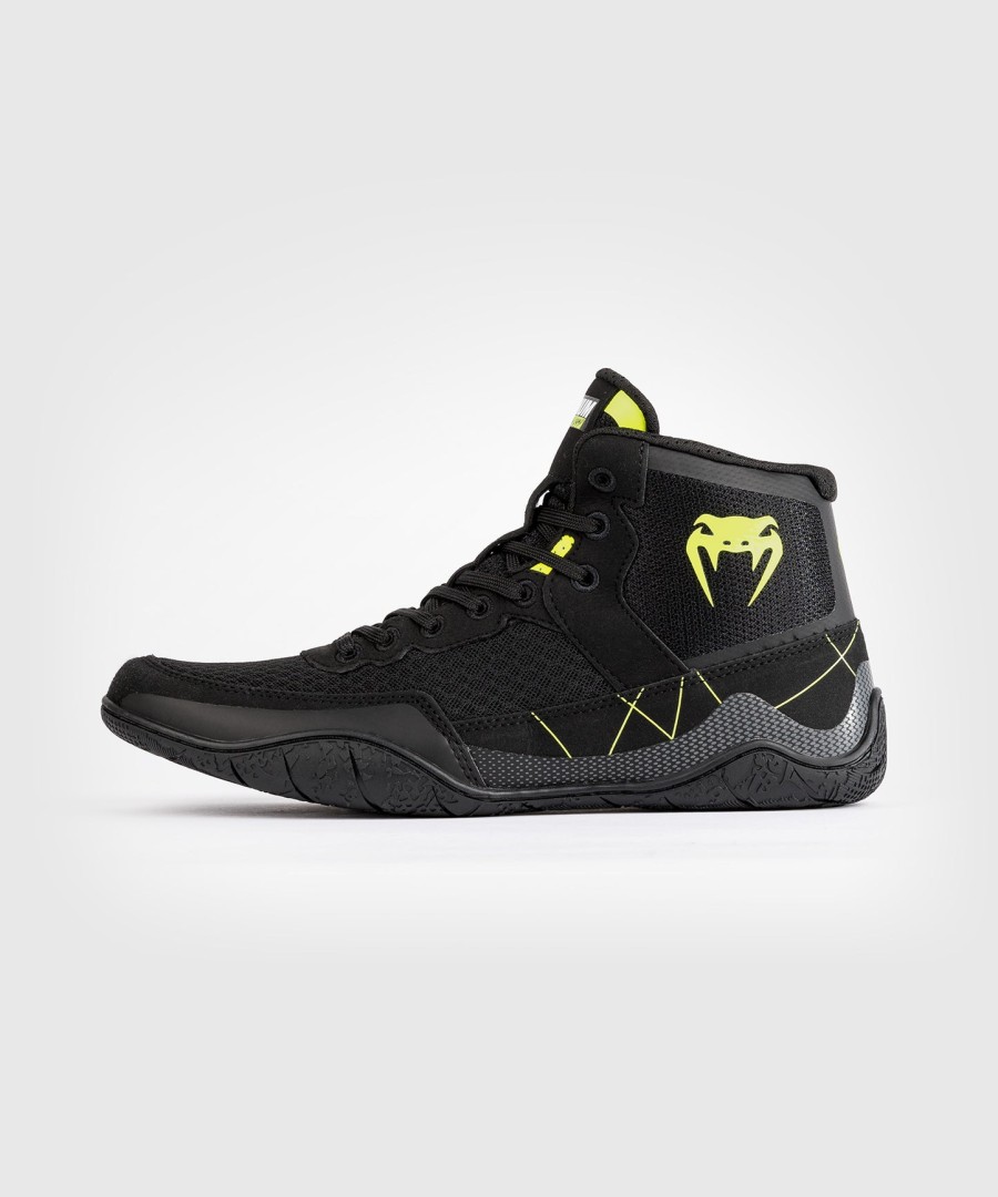 venum training camp 4.0 wrestling shoes - blackneon green